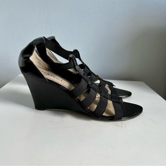 Ellen Tracey black wedge gladiator sandals 7.5 - Picture 3 of 5